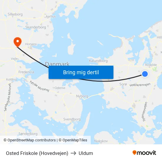 Osted Friskole (Hovedvejen) to Uldum map