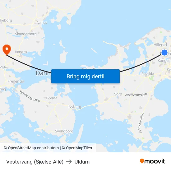Vestervang (Sjælsø Allé) to Uldum map