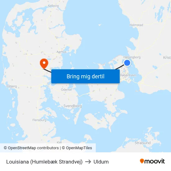 Louisiana (Humlebæk Strandvej) to Uldum map