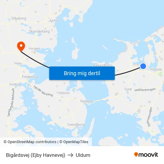 Bigårdsvej (Ejby Havnevej) to Uldum map