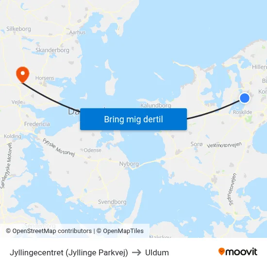 Jyllingecentret (Jyllinge Parkvej) to Uldum map