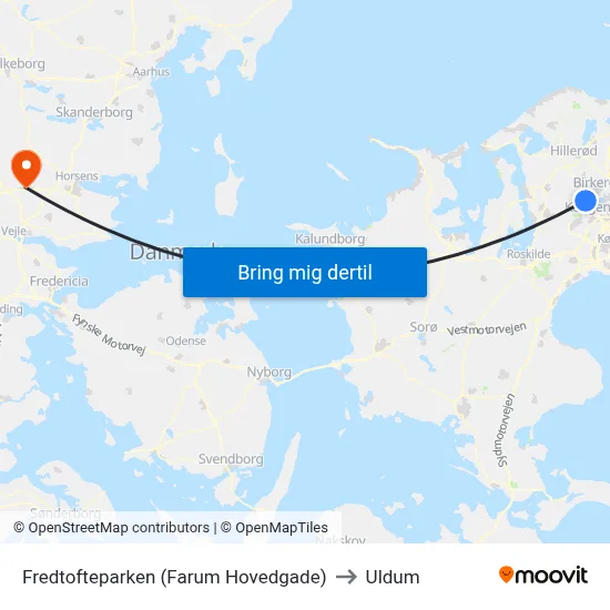 Fredtofteparken (Farum Hovedgade) to Uldum map