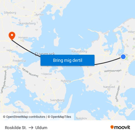 Roskilde St. to Uldum map