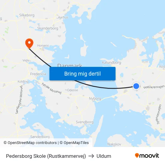 Pedersborg Skole (Rustkammervej) to Uldum map