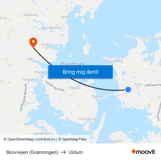 Skovvejen (Grønningen) to Uldum map