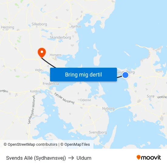 Svends Allé (Sydhavnsvej) to Uldum map