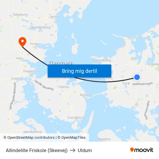Allindelille Friskole (Skeevej) to Uldum map