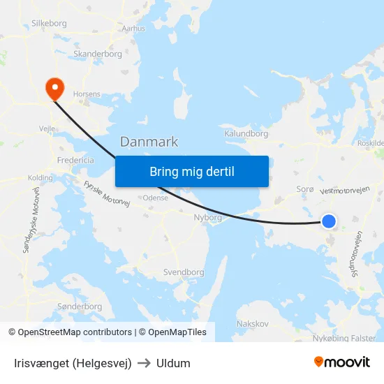 Irisvænget (Helgesvej) to Uldum map