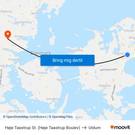 Høje Taastrup St. (Høje Taastrup Boulev) to Uldum map