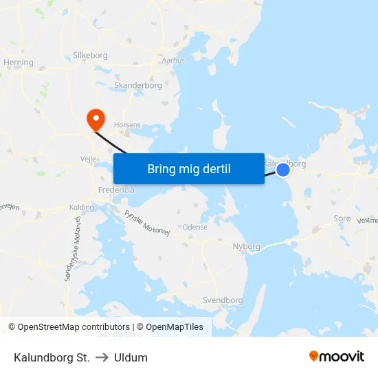 Kalundborg St. to Uldum map