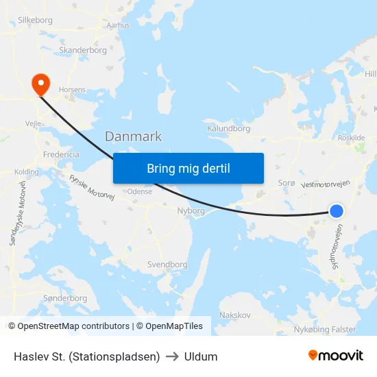 Haslev St. (Stationspladsen) to Uldum map