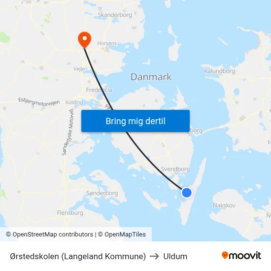 Ørstedskolen (Langeland Kommune) to Uldum map