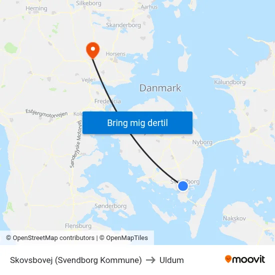 Skovsbovej (Svendborg Kommune) to Uldum map