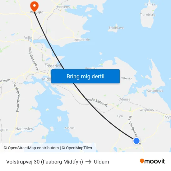 Volstrupvej 30 (Faaborg Midtfyn) to Uldum map
