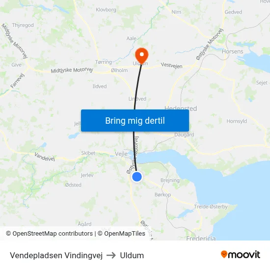 Vendepladsen Vindingvej to Uldum map