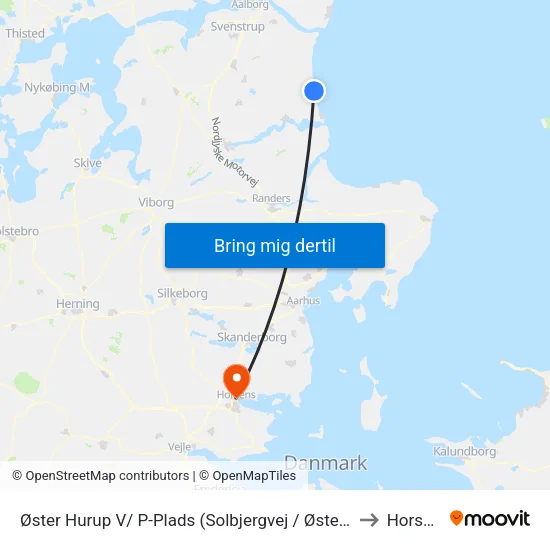 Øster Hurup V/ P-Plads (Solbjergvej / Øster Hurup) to Horsens map