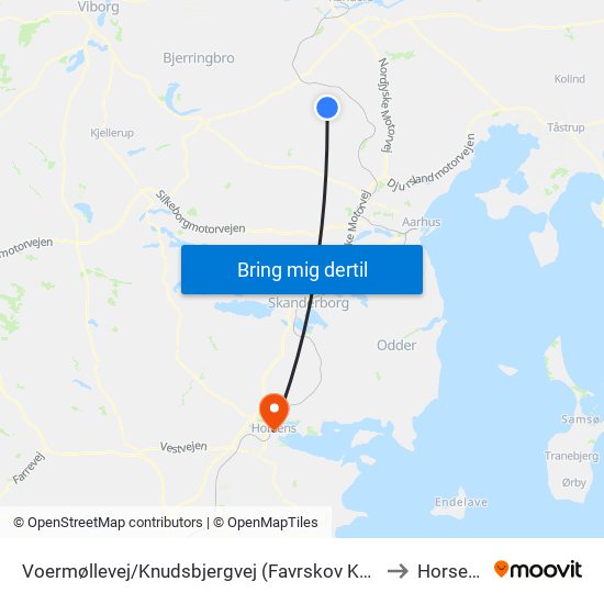 Voermøllevej/Knudsbjergvej (Favrskov Kom) to Horsens map