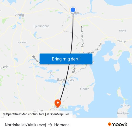 Nordskellet/Alsikkevej to Horsens map