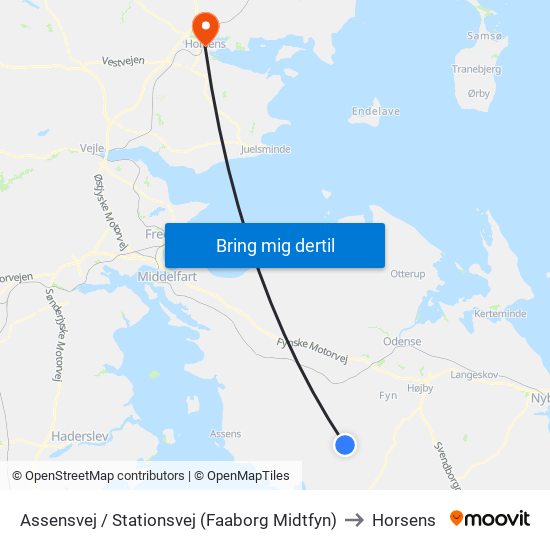 Assensvej / Stationsvej (Faaborg Midtfyn) to Horsens map
