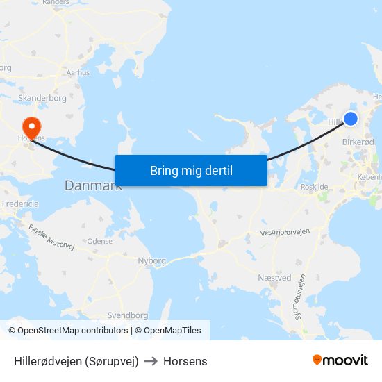 Hillerødvejen (Sørupvej) to Horsens map