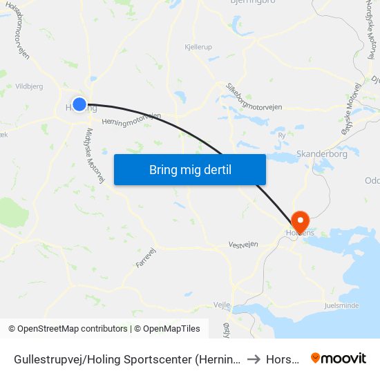Gullestrupvej/Holing Sportscenter (Herning Kom) to Horsens map