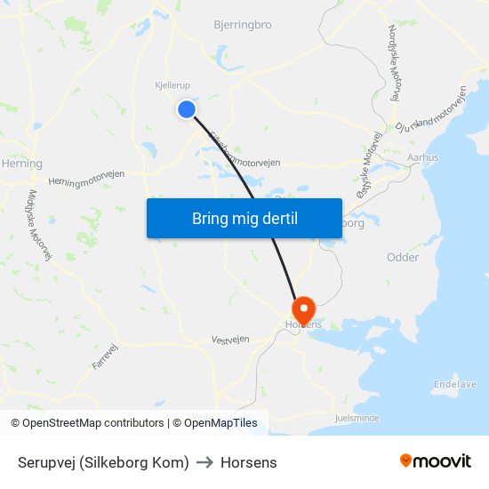 Serupvej (Silkeborg Kom) to Horsens map