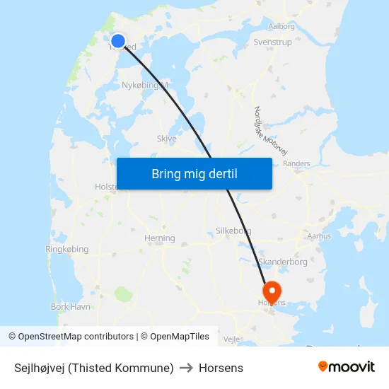 Sejlhøjvej (Thisted Kommune) to Horsens map