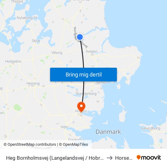 Heg Bornholmsvej (Langelandsvej / Hobro) to Horsens map