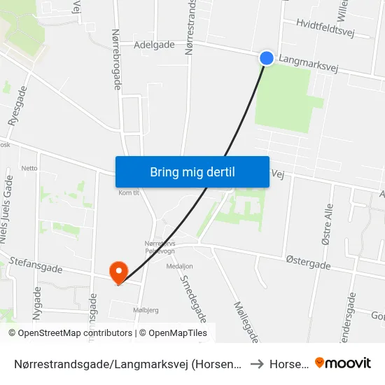 Nørrestrandsgade/Langmarksvej (Horsens Kom) to Horsens map