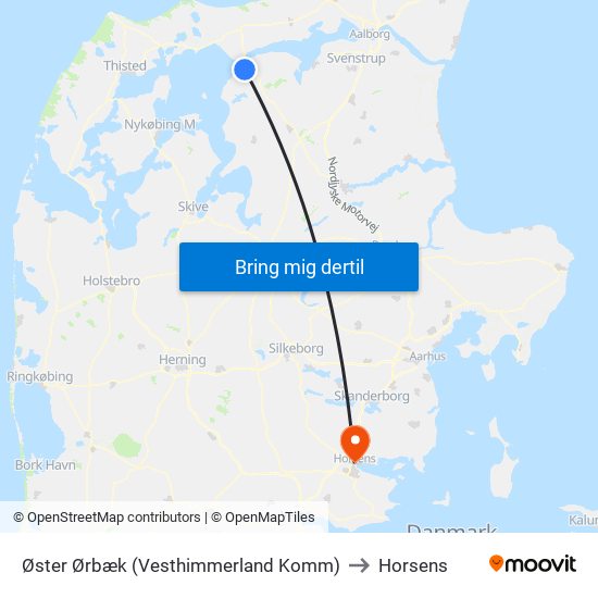 Øster Ørbæk (Vesthimmerland Komm) to Horsens map