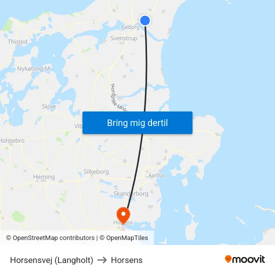 Horsensvej (Langholt) to Horsens map