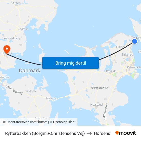 Rytterbakken (Borgm.P.Christensens Vej) to Horsens map