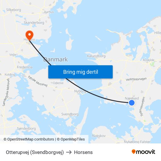 Otterupvej (Svendborgvej) to Horsens map