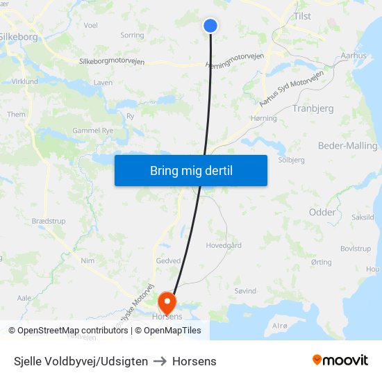 Sjelle Voldbyvej/Udsigten to Horsens map