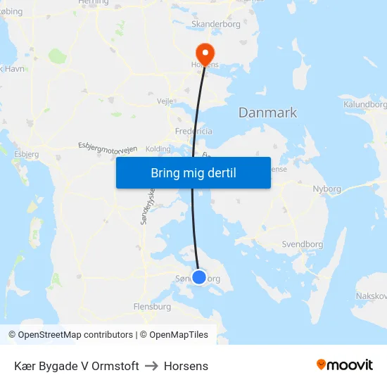 Kær Bygade V Ormstoft to Horsens map
