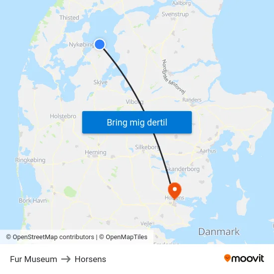 Fur Museum to Horsens map