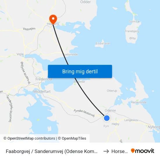 Faaborgvej / Sanderumvej (Odense Kommune) to Horsens map