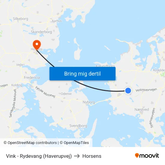 Vink - Rydevang (Haverupvej) to Horsens map