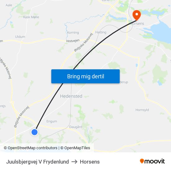 Juulsbjergvej V Frydenlund to Horsens map