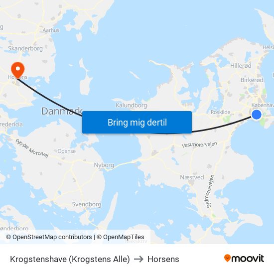 Krogstenshave (Krogstens Alle) to Horsens map