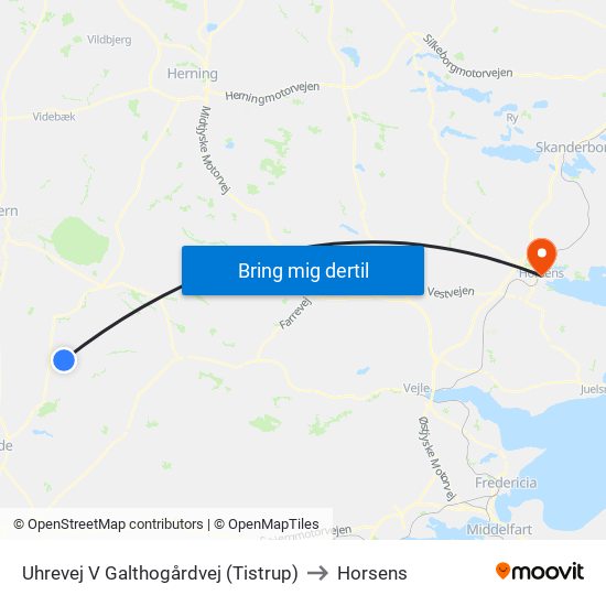 Uhrevej V Galthogårdvej (Tistrup) to Horsens map