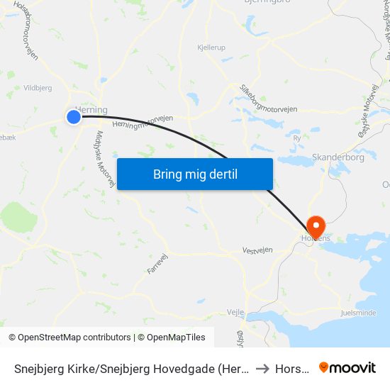Snejbjerg Kirke/Snejbjerg Hovedgade (Herning Kom) to Horsens map