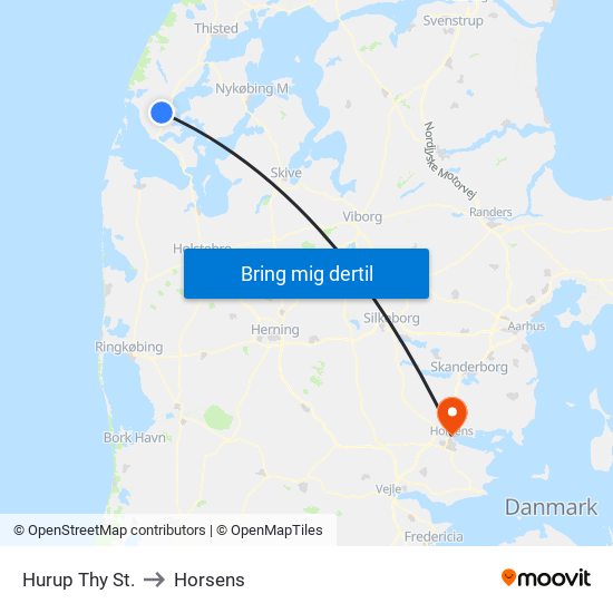 Hurup Thy St. to Horsens map