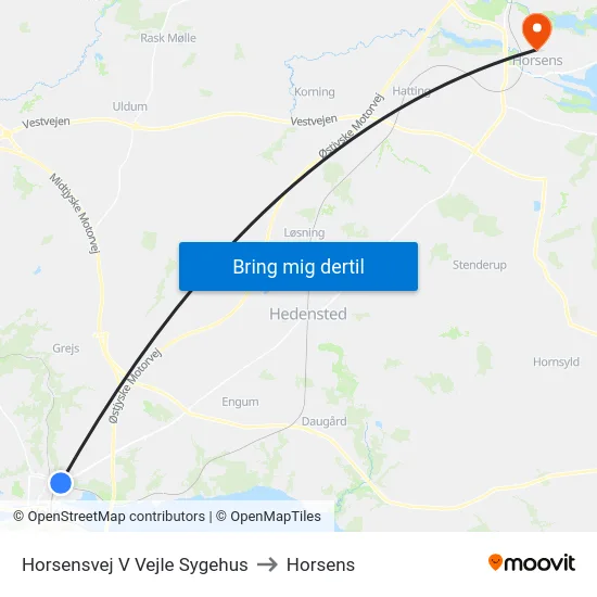 Horsensvej V Vejle Sygehus to Horsens map