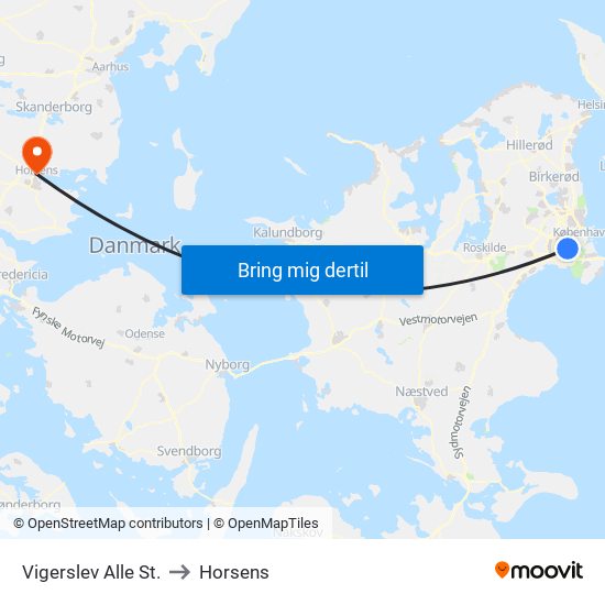 Vigerslev Alle St. to Horsens map