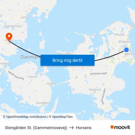 Stengården St. (Gammelmosevej) to Horsens map