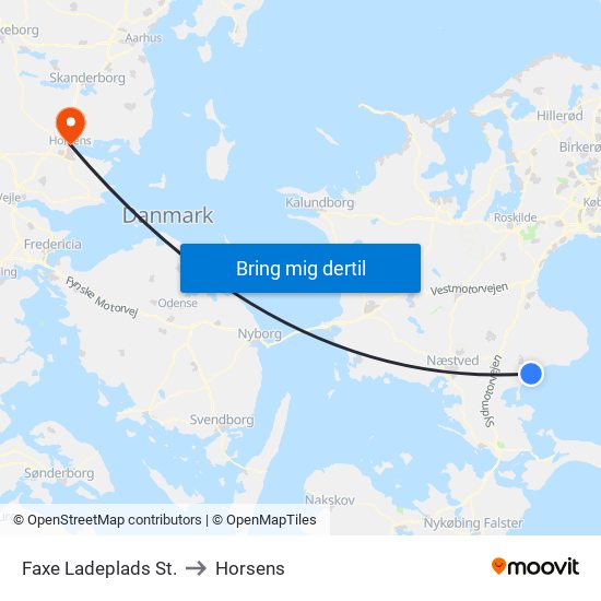 Faxe Ladeplads St. to Horsens map