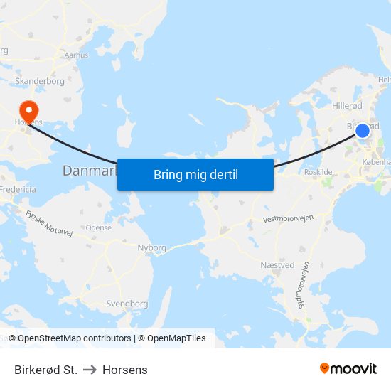 Birkerød St. to Horsens map