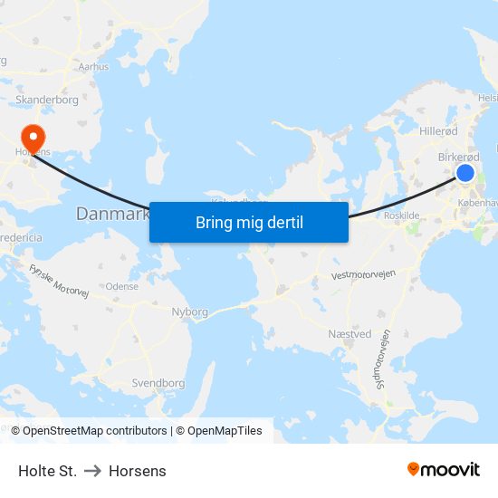 Holte St. to Horsens map