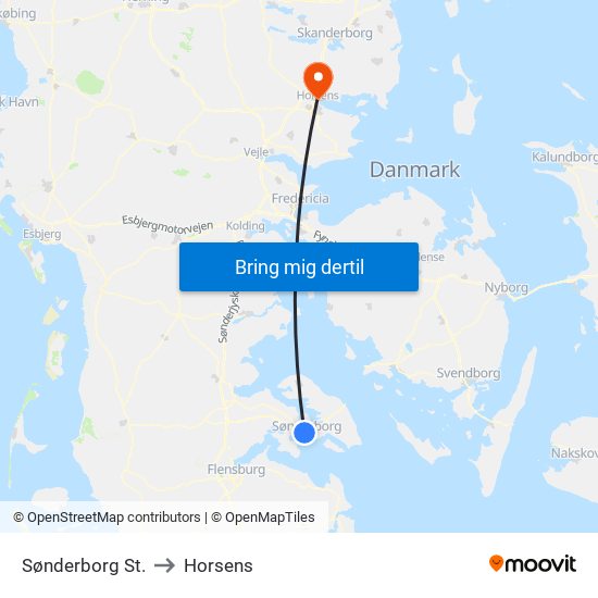 Sønderborg St. to Horsens map